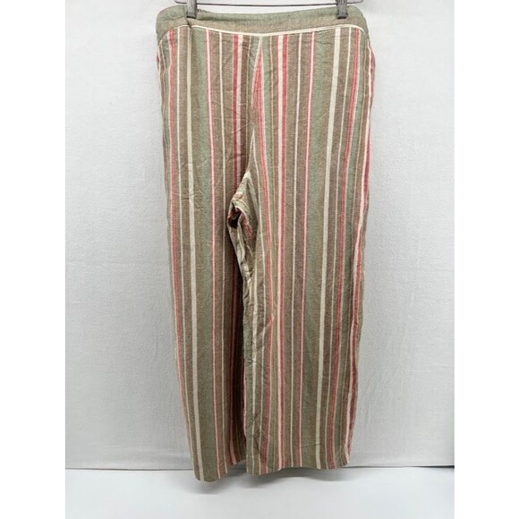 Women's Coldwater Creek Size 2X Linen Striped Wide Leg Pants Lagenlook - Picture 1 of 4